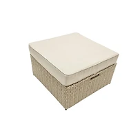 Deko Living 5 Place Seating Outdoor Wicker Patio Couch with Canopy and Ottoman Set with Table