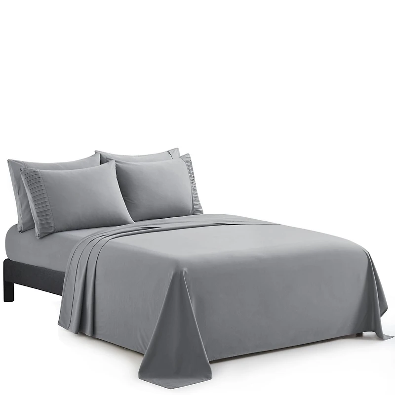 Literie Marina Decoration, draps toutes saisons, ultra doux, soyeux et à poches profondes, en rayonne de bambou, couleur gris