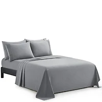 Literie Marina Decoration, draps toutes saisons, ultra doux, soyeux et à poches profondes, en rayonne de bambou, couleur gris