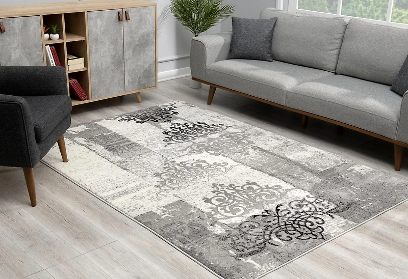Rug Branch Montage Collection Modern Damask Runner Area Rug