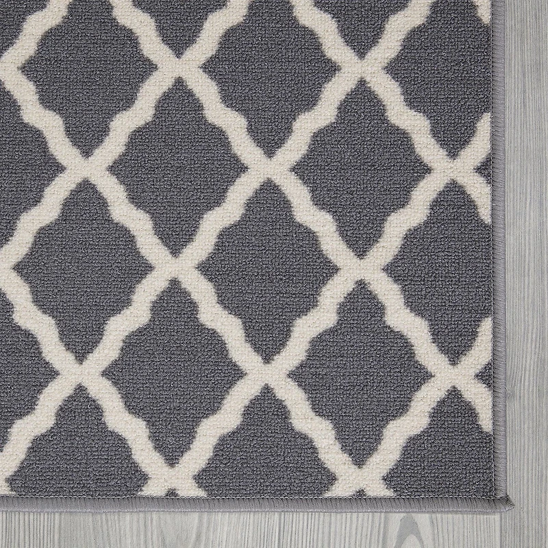 Ottomanson Glamour Collection Non-Slip Rubberback Moroccan Trellis Design Indoor Area Runner Rug