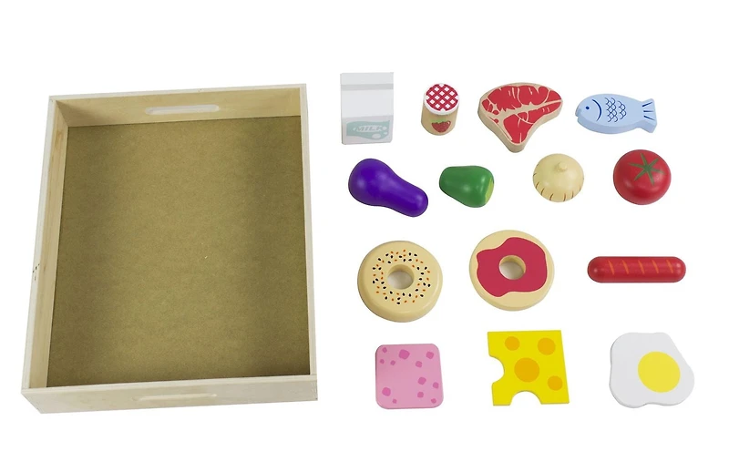 Ensemble d'aliments de jeu en bois