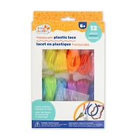 TINY HANDS Ensemble de lacets en plastique translucide — 12 couleurs, 125 m, âge 6+ PLASTIC LACE TRANSLU