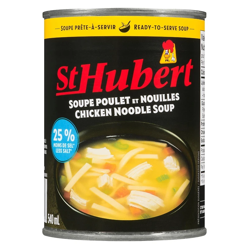 St. Hubert 25% Less Salt Chicken Noodle Soup, STH Chic nood soup -salt 540 mL
