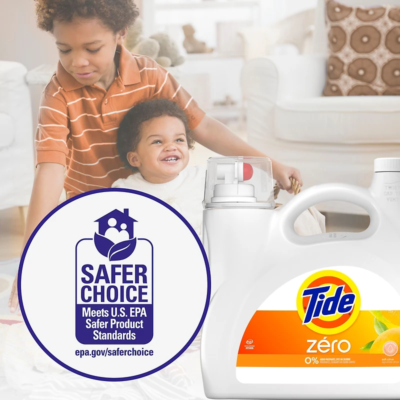 Détergent à lessive liquide Tide Zero, parfum Agrumes doux, technologie CleanScent 3.1L