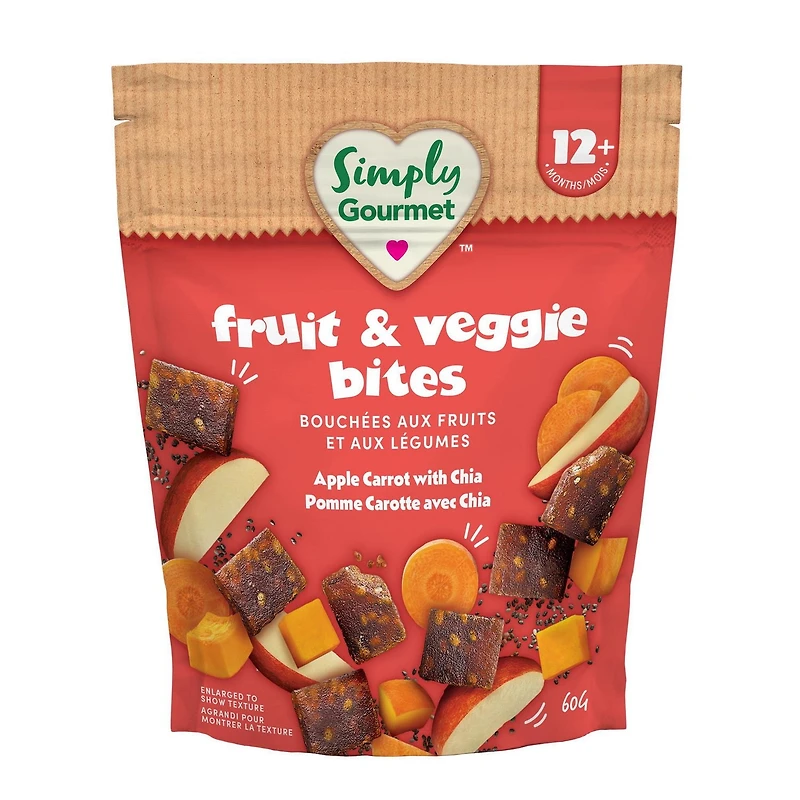 Simply Gourmet Apple Carrot with Chia Bites, Fruit & Veggie Bites