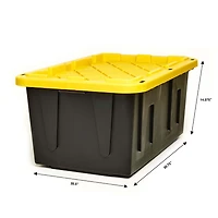 Homz Durabilt® 15 Gallon/27 Gallon Tough Container, Black Base with Yellow Lid