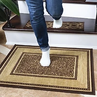 Ottomanson Ottohome Collection Non-Slip Rubberback Bordered Design Indoor Area Runner Rug/Entryway Mat