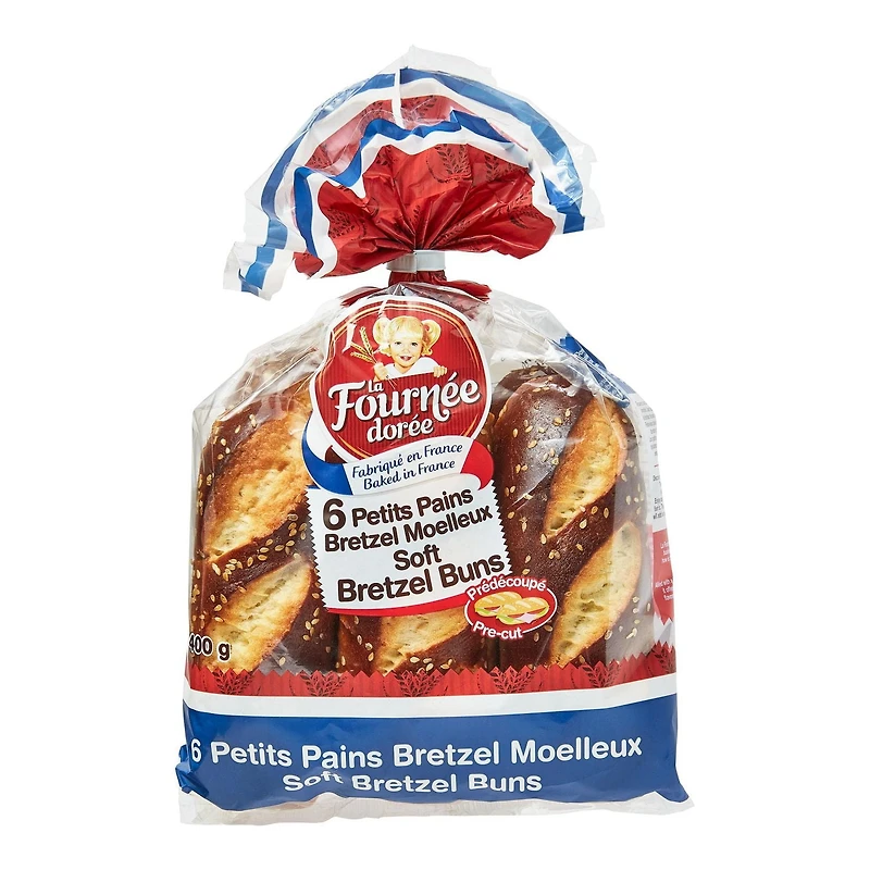 Petits pains bretzel moelleux La Fournée dorée 6 morceaux, total de 400 g