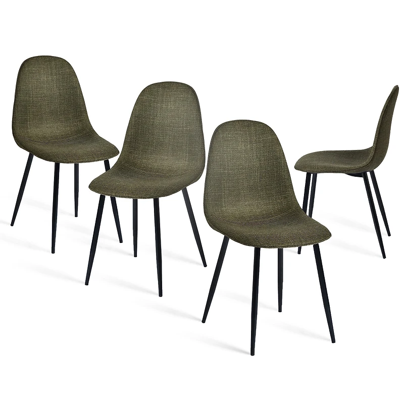 Homy Casa Set of 4 Armless Upholstered Side Chairs for Living Room Bedroom Reception, Green Fabric