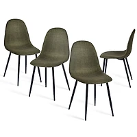 Homy Casa Set of 4 Armless Upholstered Side Chairs for Living Room Bedroom Reception, Green Fabric