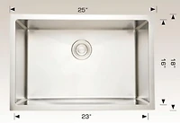 American Imaginations 25 pouces. W Évier de cuisine en acier inoxydable avec 1 bol et calibre 18AI-34400