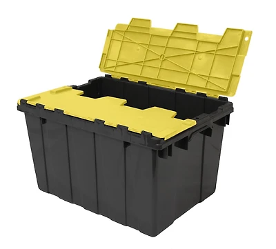 Bac à couvercle rabattable RAMTUFF Noir et jaune 45L Bac - GSC avec couvercle à rabats 45L/12gal