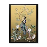 Designart Chinoiserie With Birds and Peonies VI Framed Wall Art