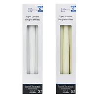 Mainstays Unscented 10" Taper Candle, 6 Pack