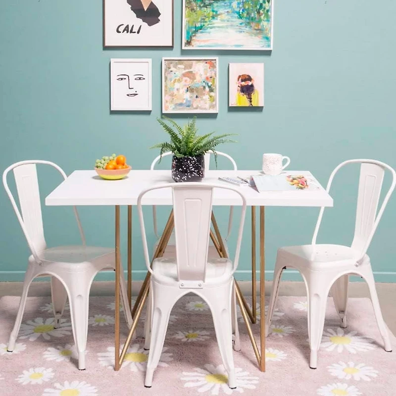 Heavenly Collection Chaises de Salle à Manger en Métal Blanc