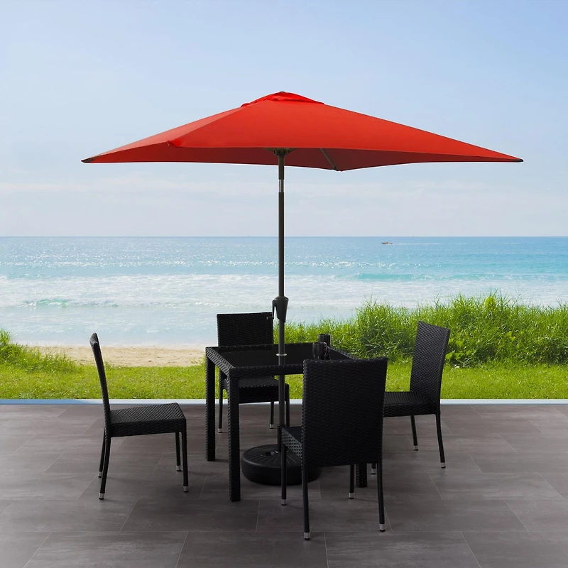 CorLiving 6.5ft x 6.5ft Square Durable Fabric Canopy Tilting Outdoor Umbrella with Steel Frame