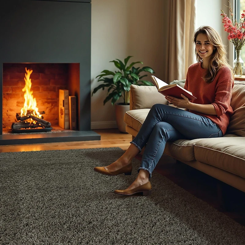 hometrends Deluxe Grey Shag Rug, 5 ft. 3 in. x 7 ft.