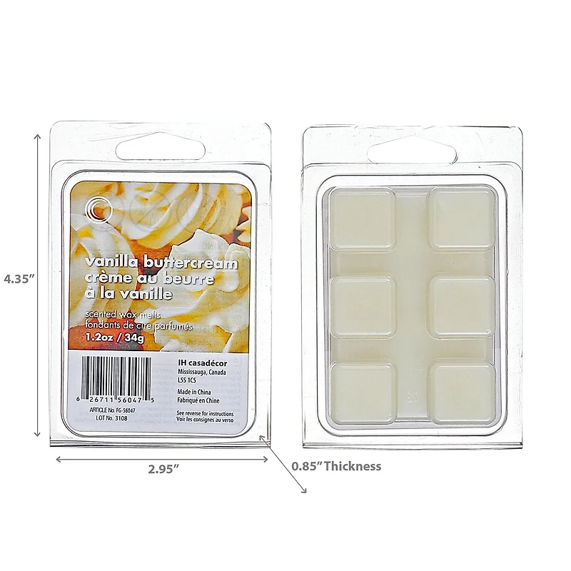 IH Casa Decor 6Pk Scented Wax Melts Vanilla Buttercream - Set of 4