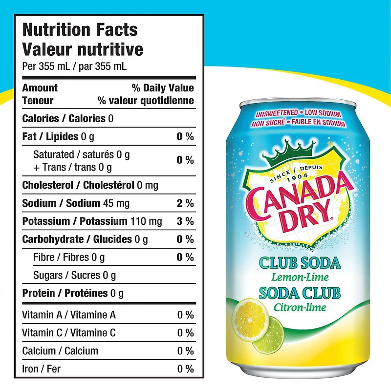 Canada Dry® Club Soda Lemon-Lime12X355ML