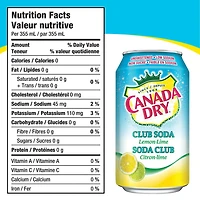 Canada Dry® Club Soda Lemon-Lime 355 mL Cans, 12 Pack, 12 x 355 ml