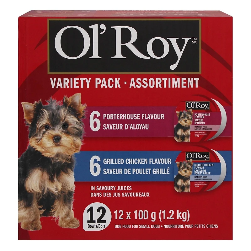 Assortiment de nourriture pour petits chiens dans des jus savoureux Ol’ Roy 12 x 100 g (1,2 kg)