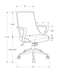 Monarch Specialties Chaise De Bureau, Hauteur Ajustable, Pivotant, Ergonomique, Appuis-bras, Bureau, Travail, Métal, Engrener, Blanc, Gris, Contemporain, Moderne