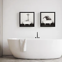 DesignOvations Baby Giraffe in the Tub Framed Canvas Wall Art, 14" x 14"