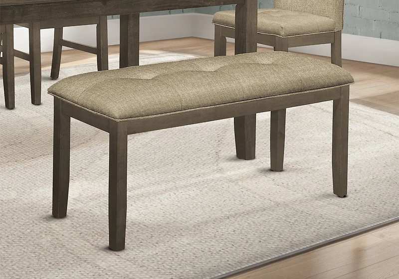 Monarch Specialties - Bench, 44" Rectangular, Dining Room, Entryway, Kitchen, Hallway, Upholstered, Wood, Brown Fabric, Grey Solid Wood, Transitional