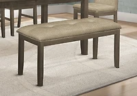 Monarch Specialties - Bench, 44" Rectangular, Dining Room, Entryway, Kitchen, Hallway, Upholstered, Wood, Brown Fabric, Grey Solid Wood, Transitional