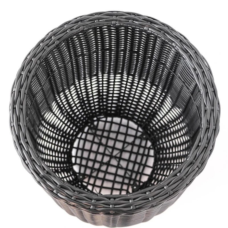 Rolland Large Rattan Planter Black, 20.5"