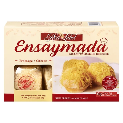 Red Label Frozen Ensaymada - Cheese Flavour Filipino Brioche Buns, RED LABEL ENSAYMADA CHEESE