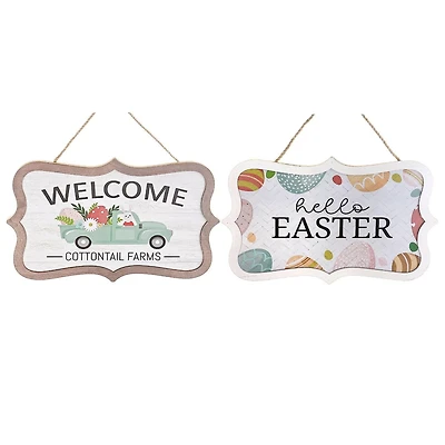 Wooden Wall Hanger Welcome TruckHello Easter - Set of 2