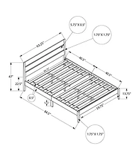 Monarch Specialties Bed, Queen Size, Frame Only, Platform Bed, Bedroom, Grey Wood Frame, Grey Solid Wood Legs, Contemporary
