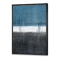 Designart Teal Meets Grey Abstract Art FLOAT FRAME WALL ART