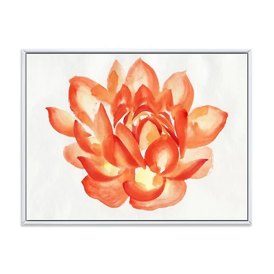 Designart Détail Vintage d'un Lotus Orange ART MURAL À CADRE FLOTTÉ