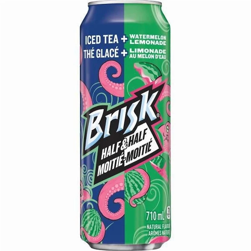 Brisk Moitié-moitié Thé glacé +Limonade au melon d’eau, 710 mL, 1 canette