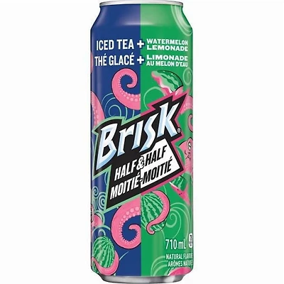 Brisk Moitié-moitié Thé glacé +Limonade au melon d’eau, 710 mL, 1 canette