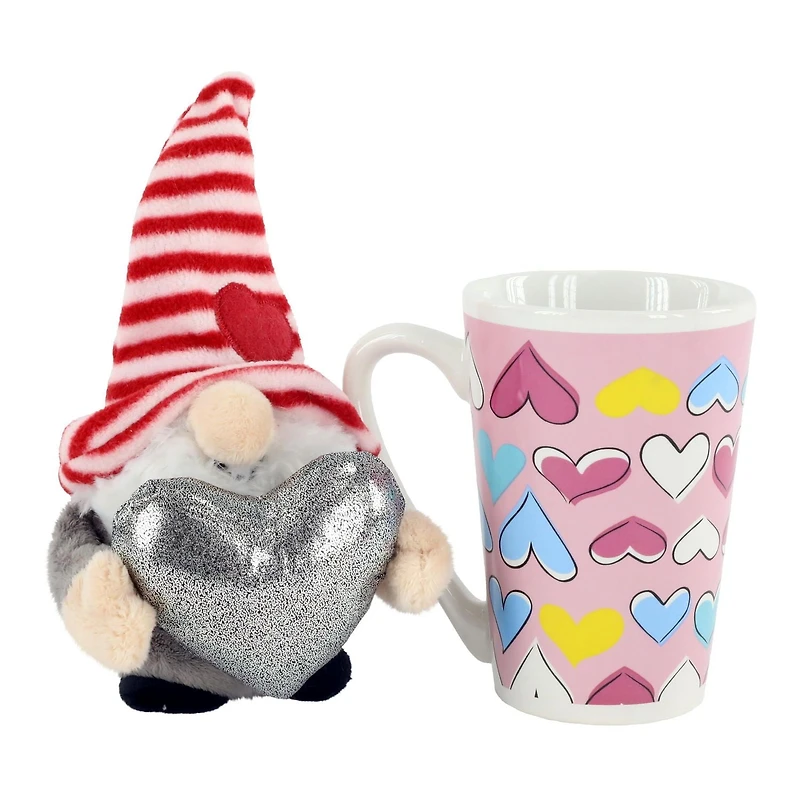 Way To Celebrate Valentine’s Day Plush Toy in Latte Mug, Gnome