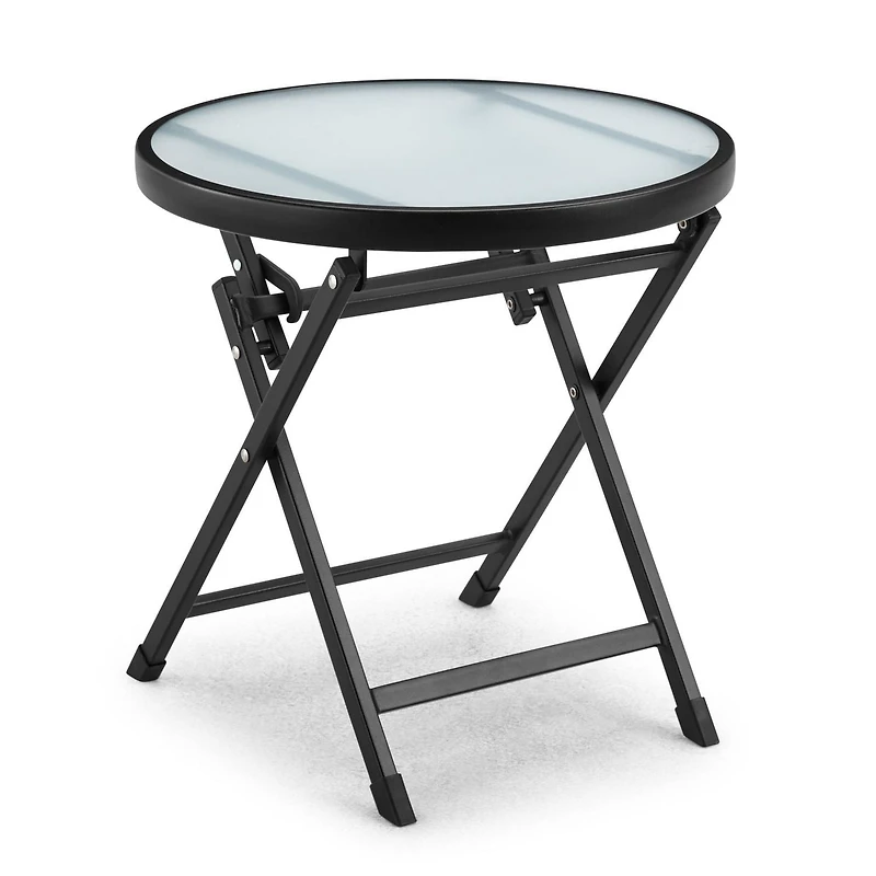 Mainstays Glass Top Outdoor Folding Side Table, Black