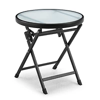 Mainstays Glass Top Outdoor Folding Side Table, Black