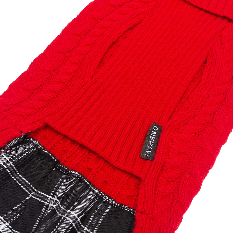 One Paw, Holiday Dress Sweater, Dog Sweater, Built-in Skirt