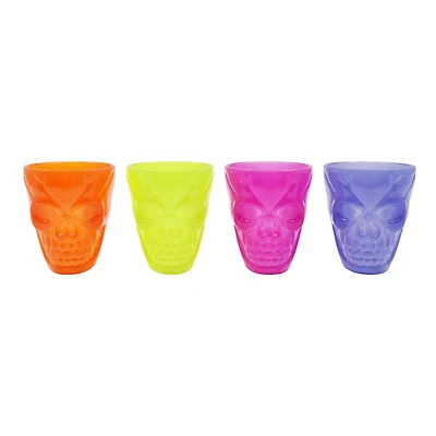 Halloween Plastic 4 Pack Skull Decorative Shot Glasses, Multi-Color, Partywares, by Way to Celebrate