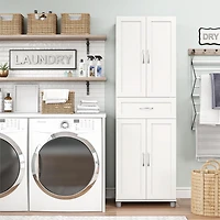 Systembuild Evolution Lory Framed Storage Cabinet with Drawer, White