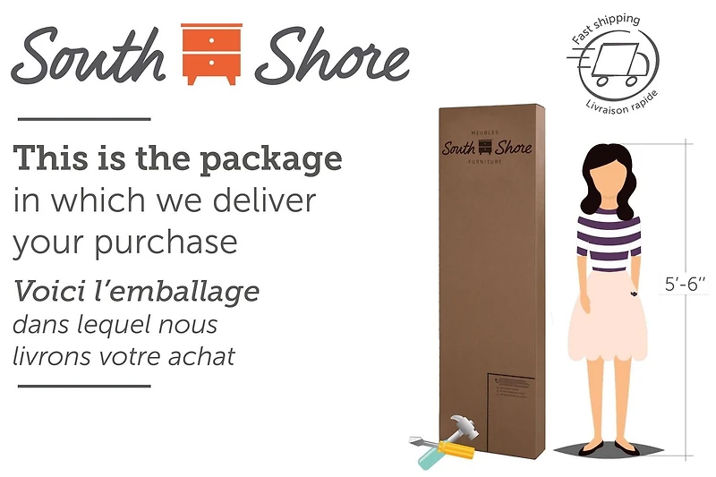 South Shore Holland Full/Queen Headboard with Storage Shelf, in Natural Walnut