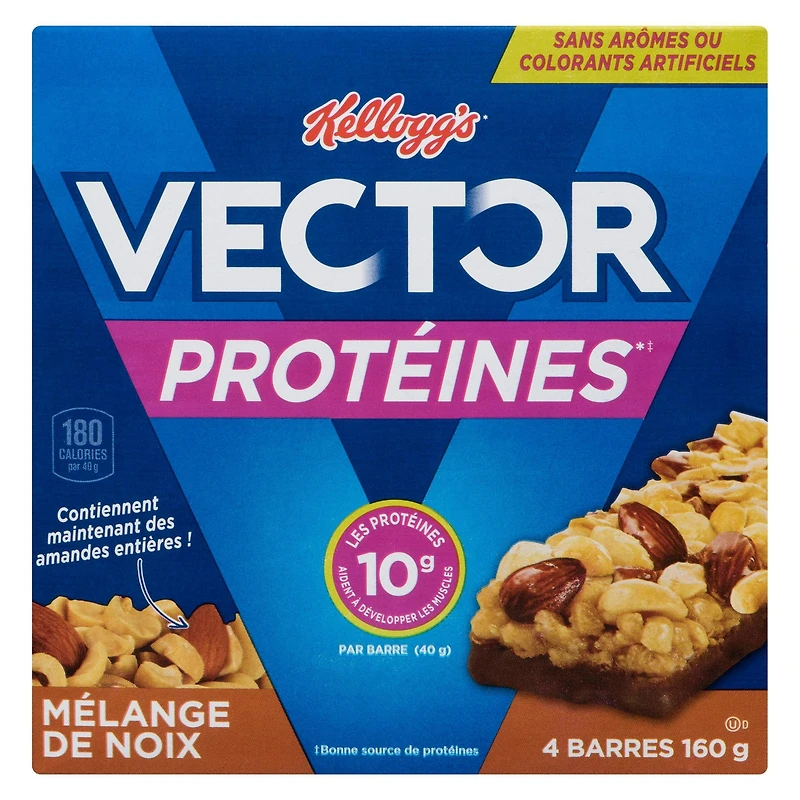 Barres Kellogg's Vector Protéines, Mélange de noix, 160g, 4 barres