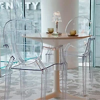 Heavenly Collections Modern Acrylic Dining Armchair, Set of 2, Clear, Ghost Style
