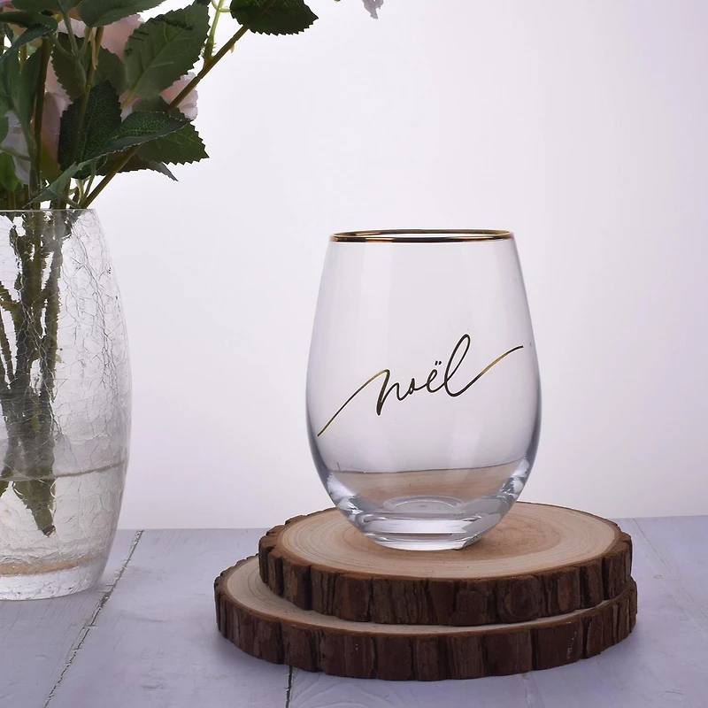 Brillant design Clear Stemless Wine Glass/ multi-purpose stemless wine glass- NOEL