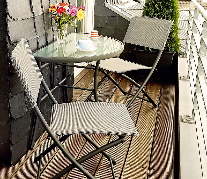 Sunmate Casual 3pc Bistro Set Mobilier à manger extérieur de style contemporain