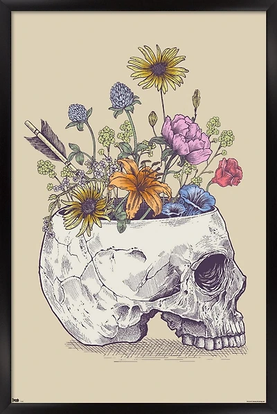 Rachel Caldwell - Flower Skull Wall Poster, 14.725" x 22.375" Framed